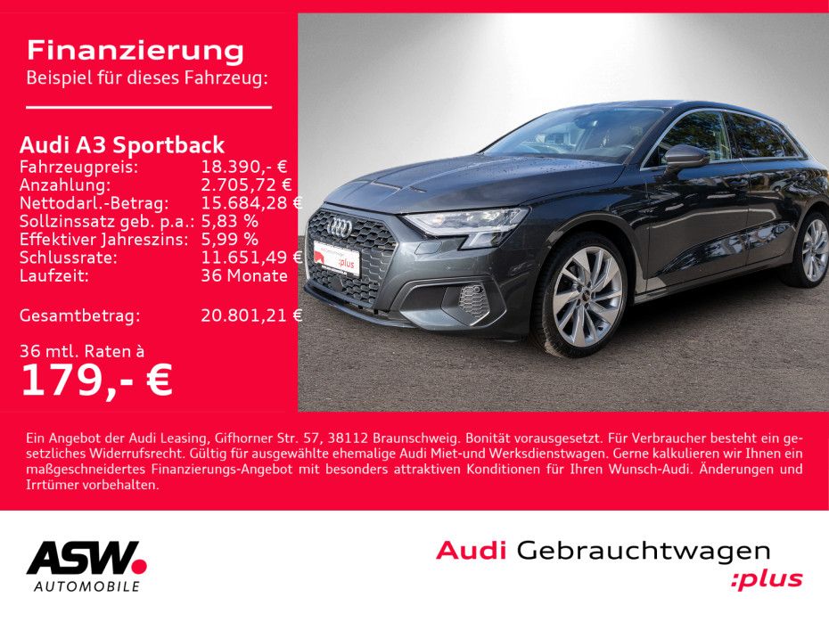 Fahrzeugabbildung Audi A3 Sportback 30 TFSI LED Navi PDC GRA SHZ