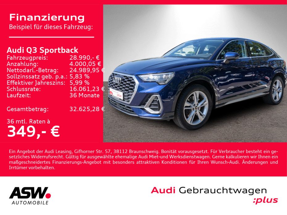 Fahrzeugabbildung Audi Q3 Sportback S line 40TDI quattro NAVI LED RFK