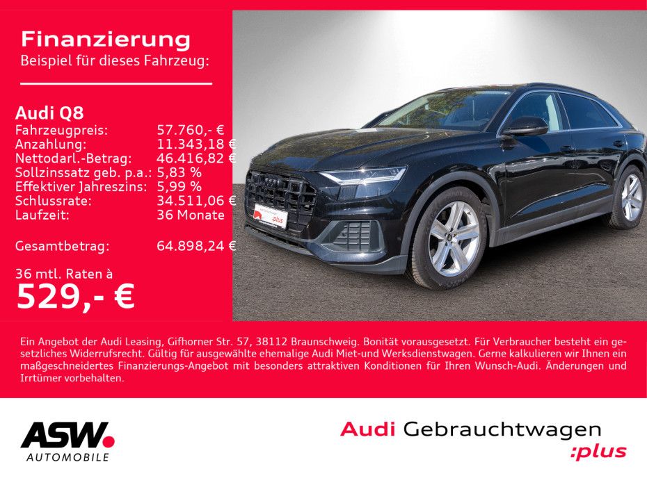 Fahrzeugabbildung Audi Q8 50TDI quattro NAVI LED PANO AHK 360° SHZ