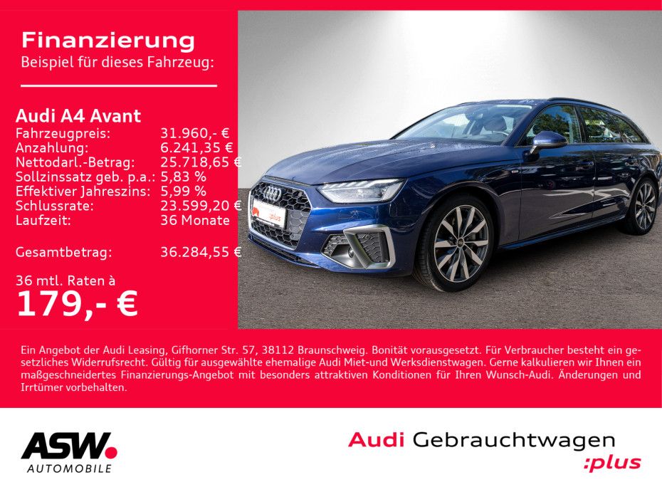 Fahrzeugabbildung Audi A4 Avant S line 40TDI quattro Stron B&O PANO AHK