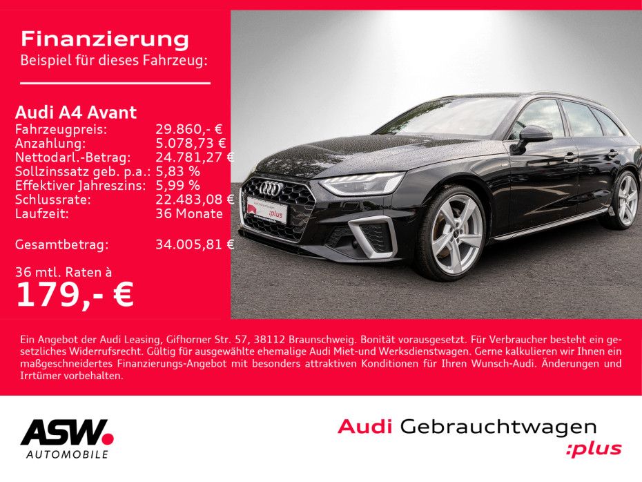Fahrzeugabbildung Audi A4 Avant S line 40TDI Stron LED Navi RFK HUD AHK