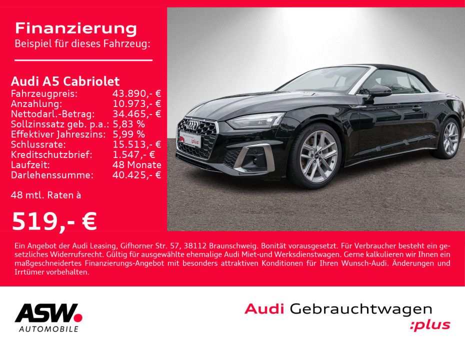 Audi A5 Cabrio Sline 45TFSI quattro Navi LED HUD RFK