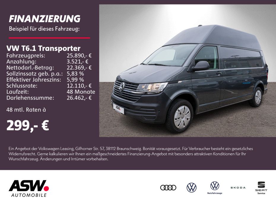 Volkswagen T6.1 Transporter Kasten Hoch 2.0 TDI Klima NAVI