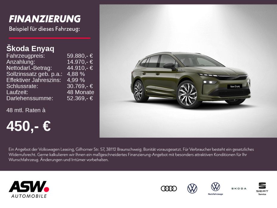 SKODA Enyaq 85x Sportline 285PS 4x4 360° Pano ACC AHK