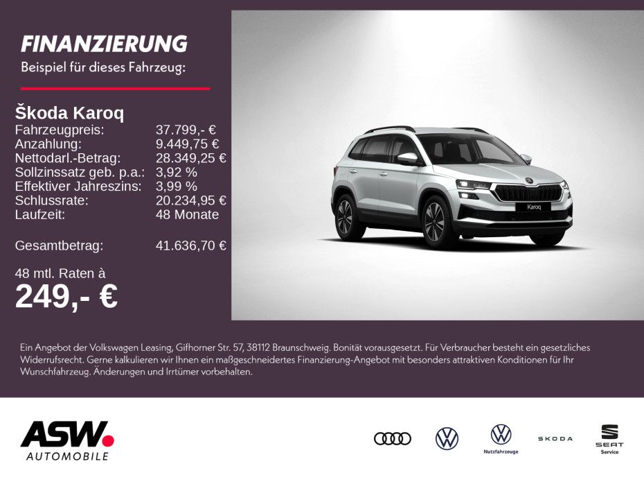 Fahrzeugabbildung SKODA Karoq Balance 1,5 TSI 150PS DSG ACC NAVI SHZ AHK