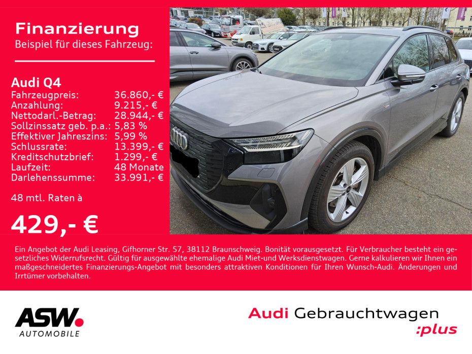 Audi Q4 S line 40 e-tron LED Navi RFK Pano Wärmepumpe