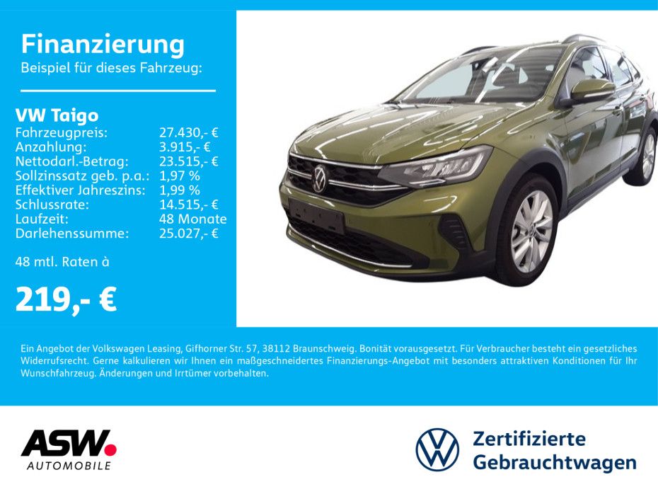Volkswagen Taigo Life 1.5TSI DSG LED Navi PDC VC SHZ AHK
