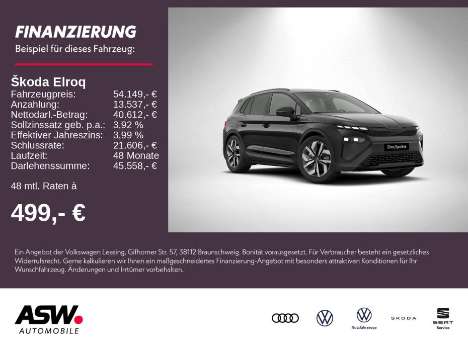 SKODA Elroq 85 Sportline 285PS ACC 360° Kamera SHZ AHK