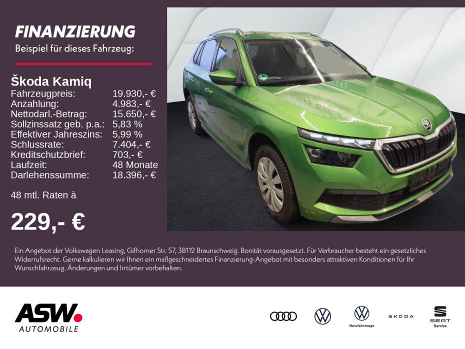 SKODA Kamiq Style 1,0 TSI DSG LED PDC SHZ AHK Vorb.