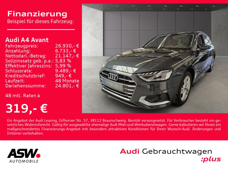 Audi A4 Avant advanced 40TDI Stronic Navi LED Pano VC