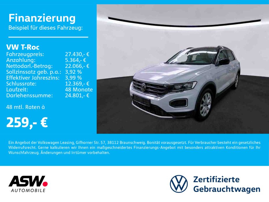 Volkswagen T-Roc Style 1.5TSI DSG LED Navi Stdhz Pano LEDER