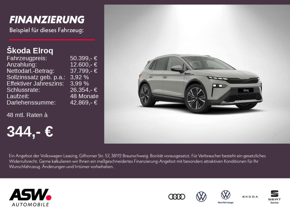 SKODA Elroq 85 285PS ACC 360° Kamera SHZ Head-Up AHK