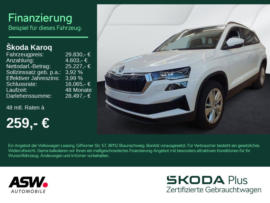 SKODA Karoq Selection 1,5 TSI DSG LED Navi RFK ACC SHZ