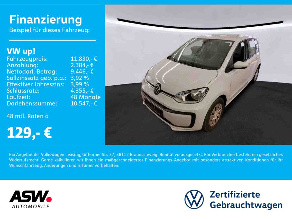 Volkswagen up! move up! 1,0 MPI Klima RFK PDC Tempomat