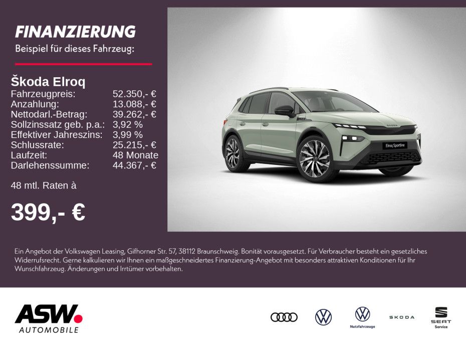 SKODA Elroq 85 Sportline 285PS 21" ACC Kamera SHZ AHK
