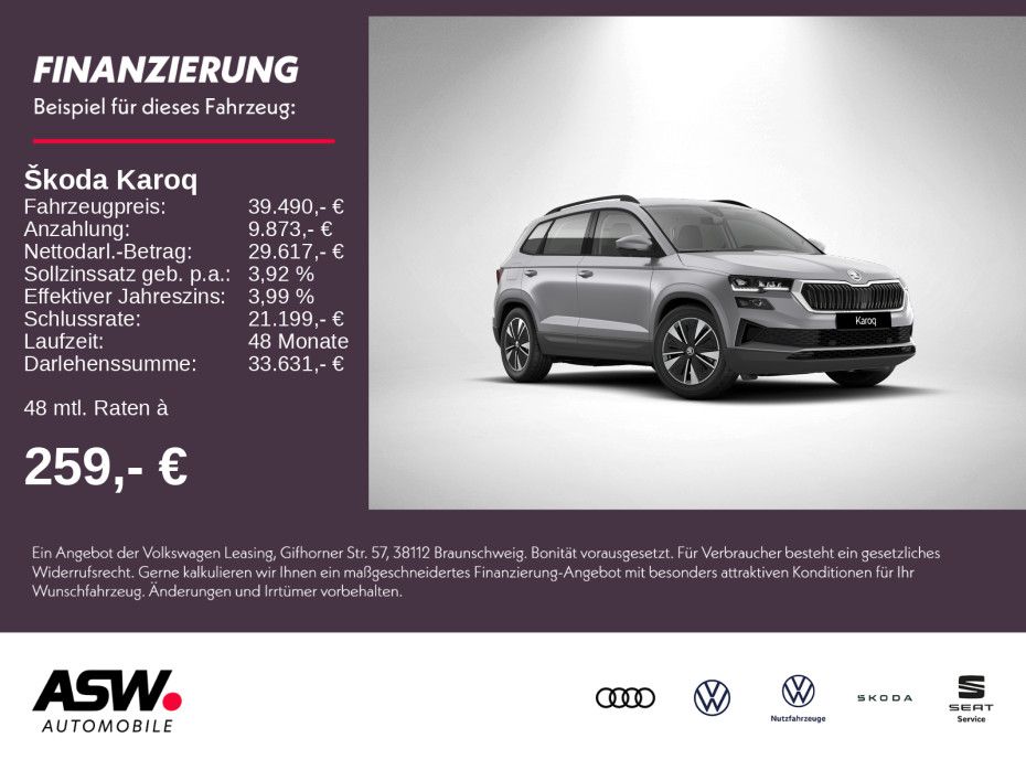 SKODA Karoq Tour 1,5TSI 150PS DSG ACC Varioflex Kamera