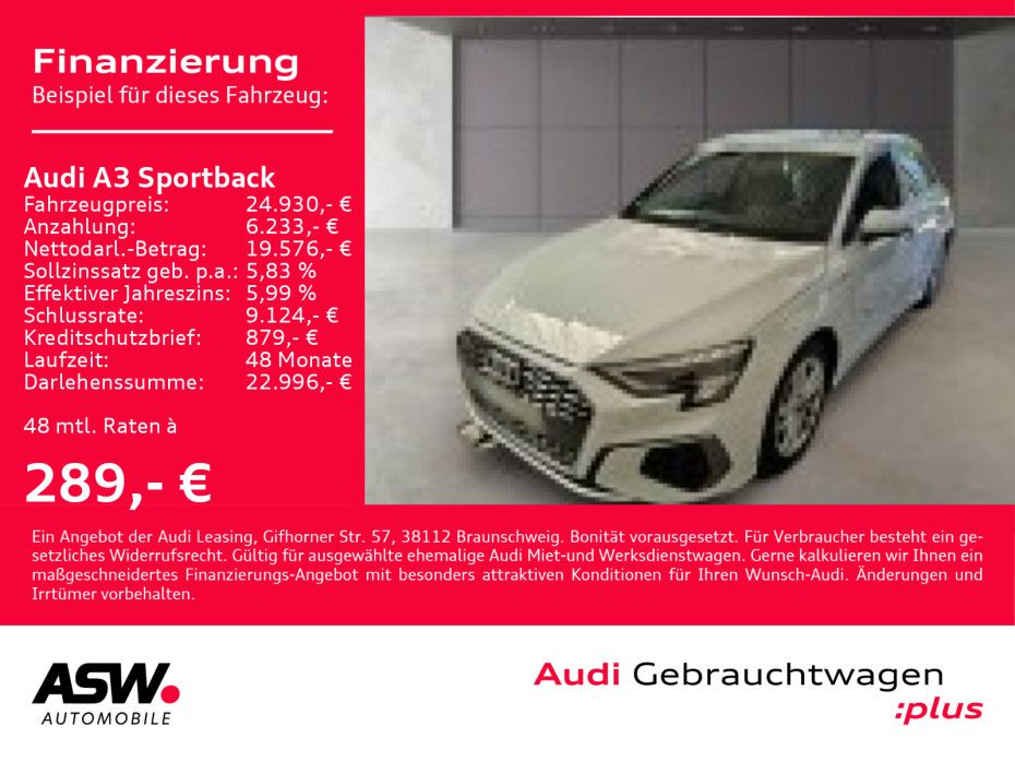 Audi A3 Sportback S line 40TFSI e Stroni LED Navi RFK