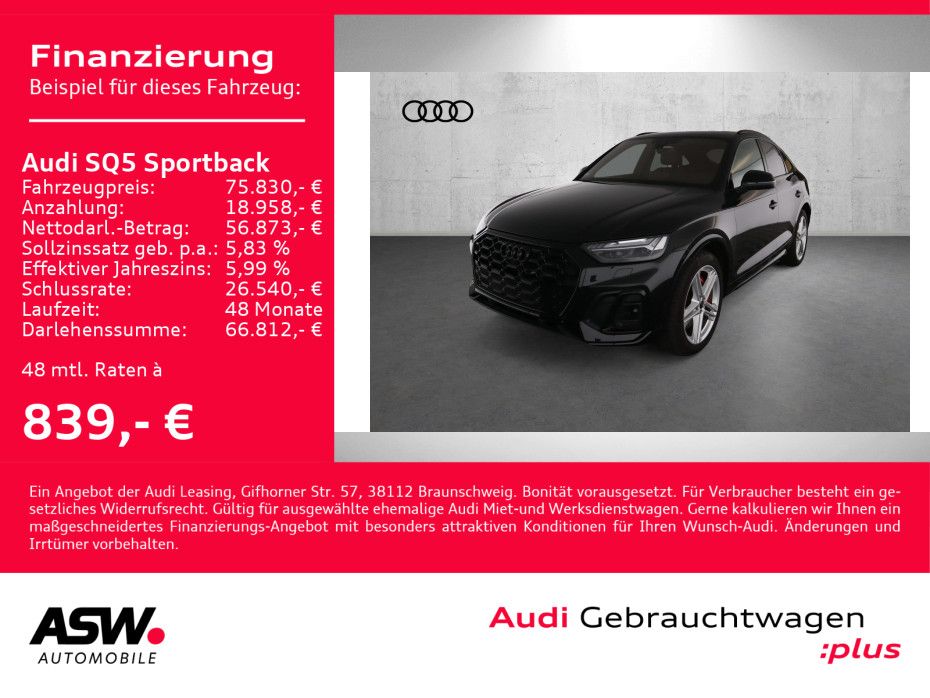 Audi SQ5 Sportback TDI tiptron PANO AHK HUD B&O LEDER