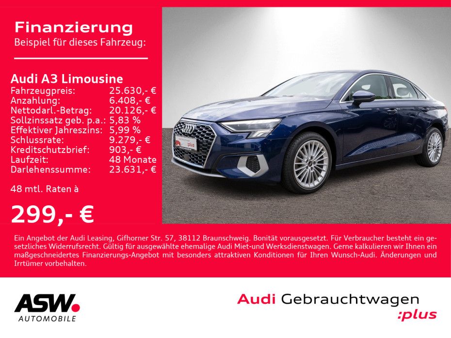 Audi A3 Limousine advanced 30TDI S tronic LED NAVI VC