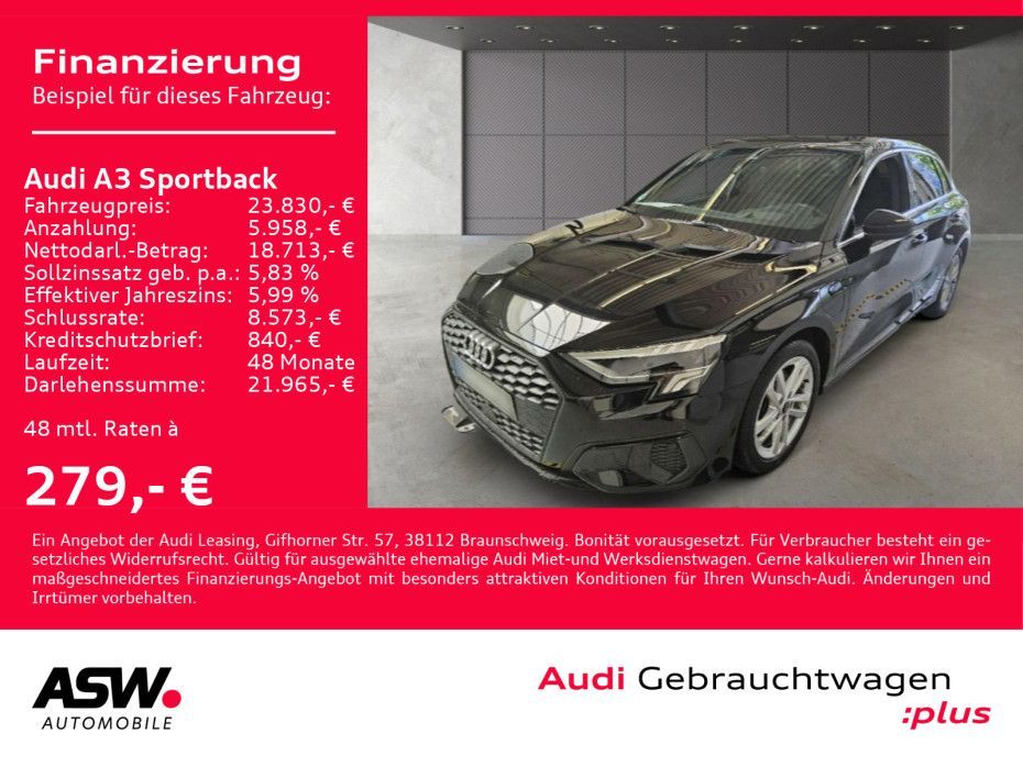 Audi A3 Sportback 40TFSI e Stronic Navi LED Pano HUD