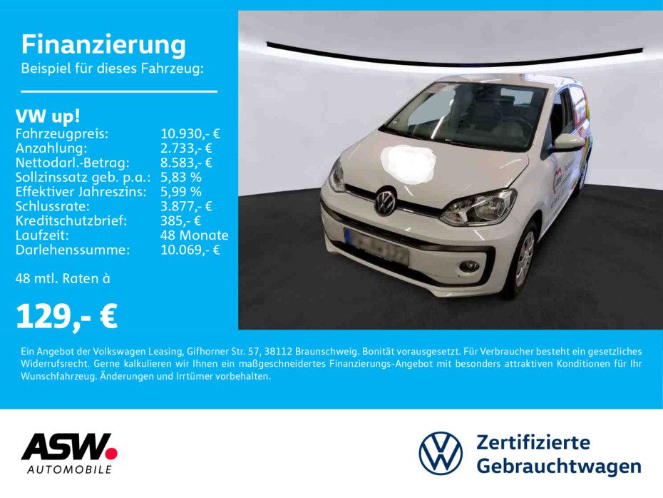 Volkswagen up! eco up! 1.0 SRE BlueMotion Klima RFK PDC SHZ