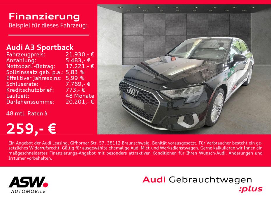 Audi A3 Sportback advanced 40TFSI e Stronic LED PDC