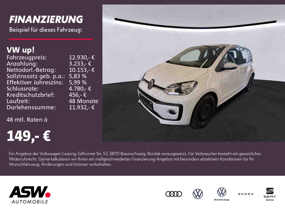 Volkswagen up! move up! 1.0 MPI Klima RFK PDC SHZ