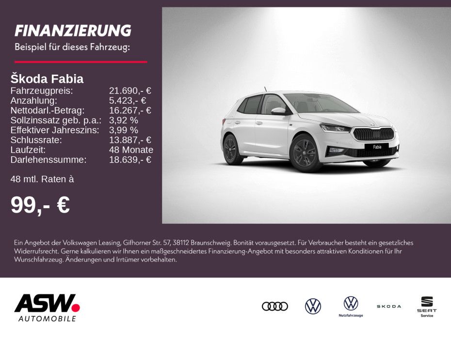 SKODA Fabia Tour 1,0 MPI 80PS SHZ PDC LED 50l Tank