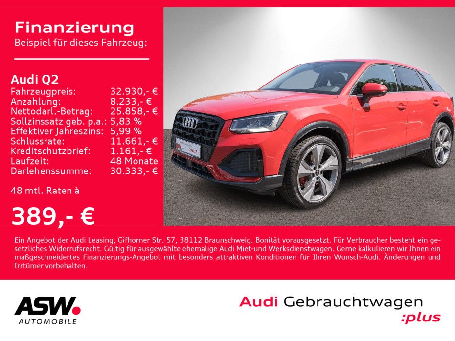 Audi Q2 Advanced 35 TFSI LED PDC SHZ OptikSchwarz AHK