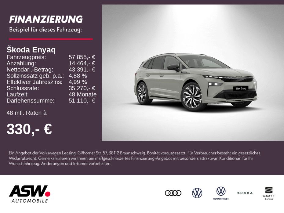 SKODA Enyaq 85 Sportline 285PS 360° Pano ACC SHZ AHK
