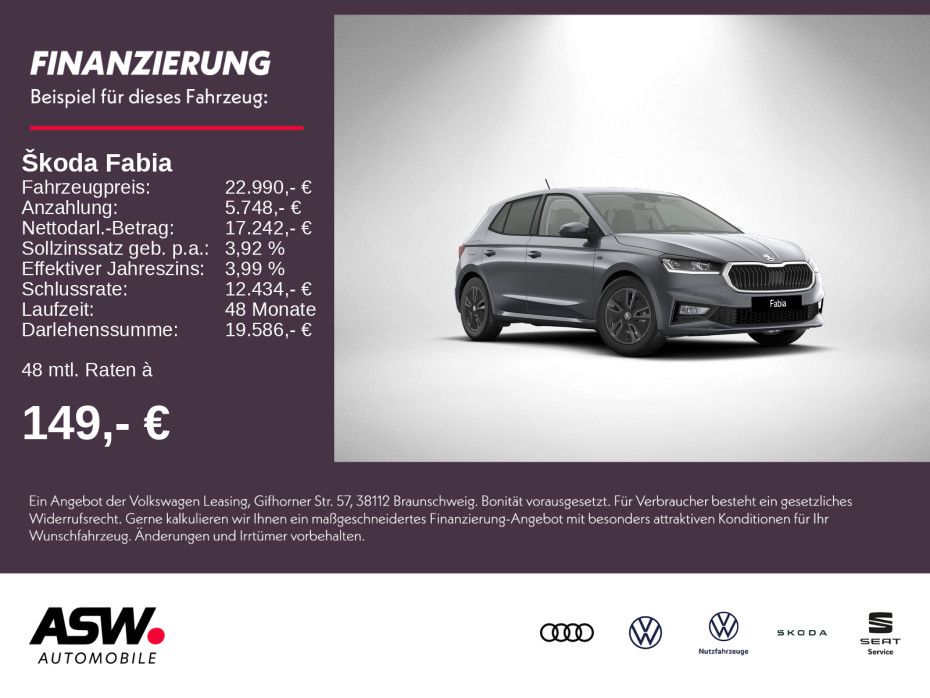SKODA Fabia Tour 1,0 TSI 95PS 16" SHZ Kamera PDC LED