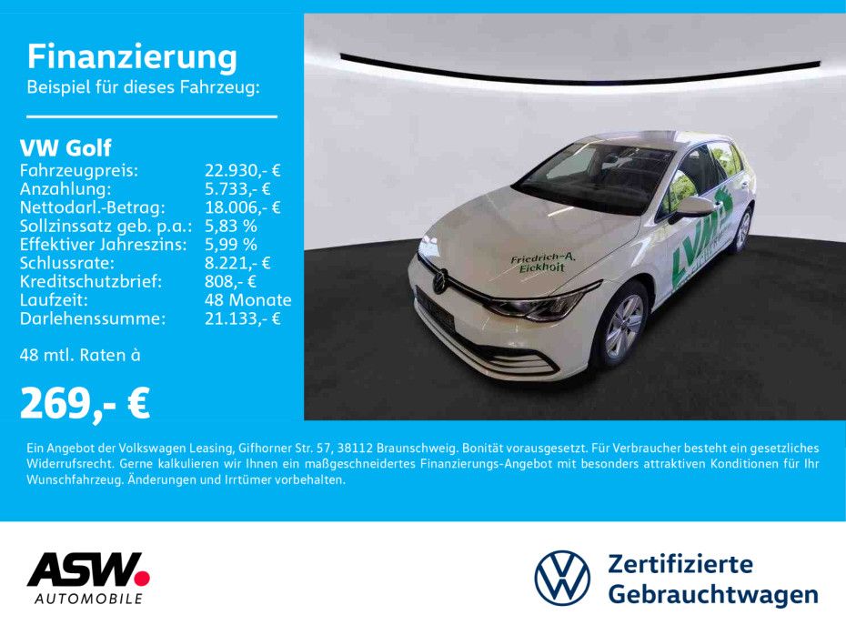 Volkswagen Golf Life 1.0 TSI DSG LED Navi PDC ACC SHZ VC