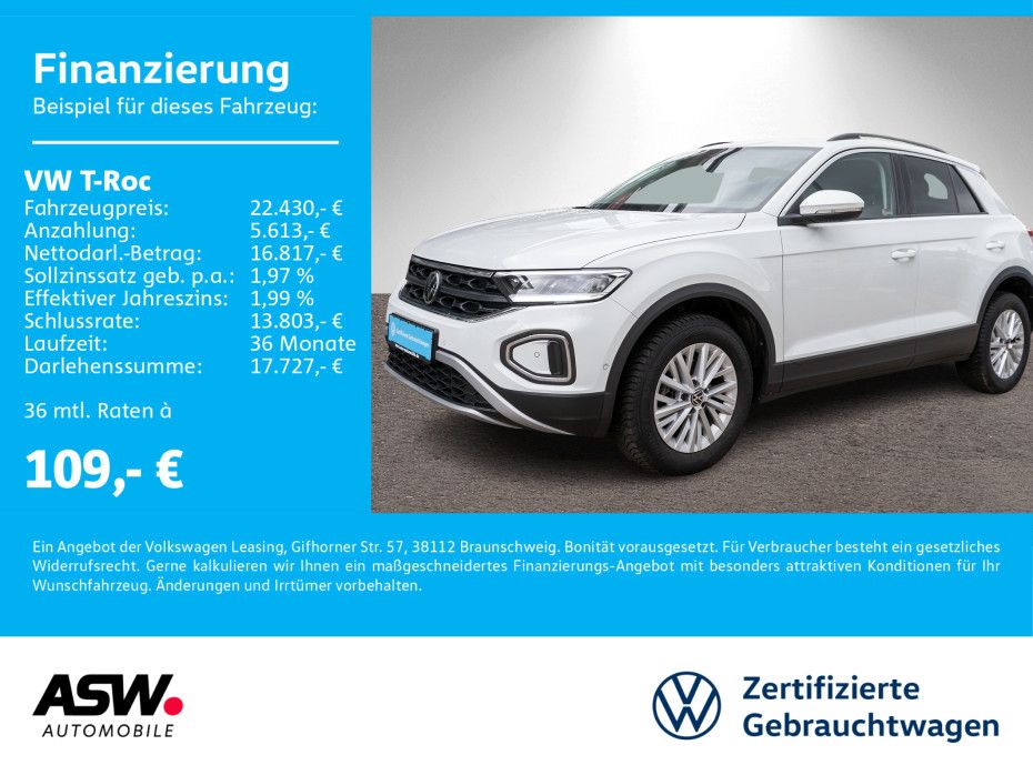 Volkswagen T-Roc Life 1.0 TSI 6-Gang LED Navi PDC SHZ