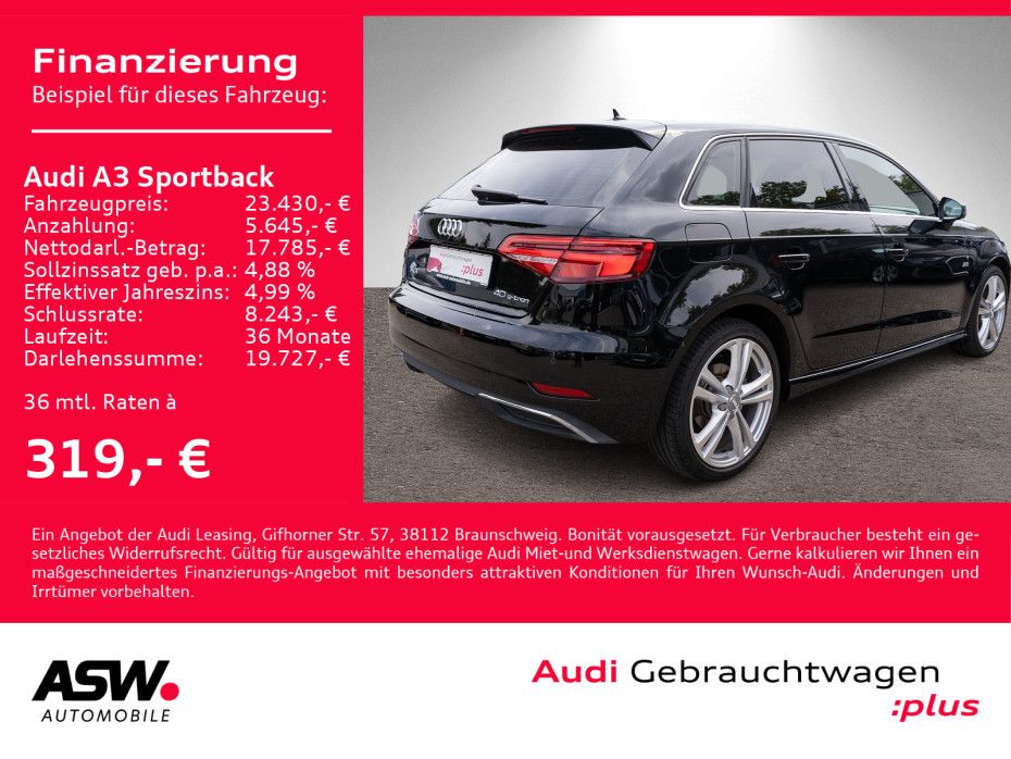 Audi A3 Sportback sport 40 e-tron Navi Matrix PDC B&O