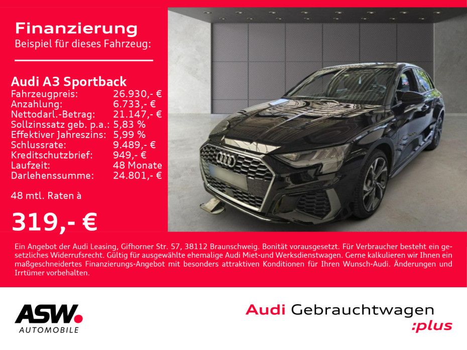 Audi A3 Sportback S line 40TFSI e Navi LED HUD RFK VC