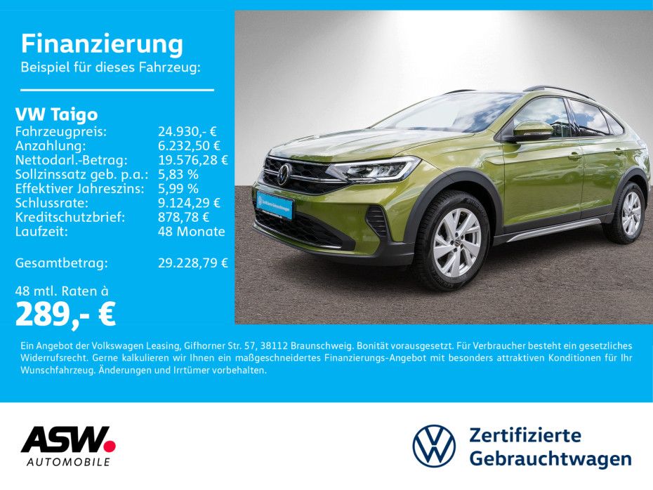 Volkswagen Taigo Life 1.0 TSI LED NAVI RFK PDC SHZ VC AHK