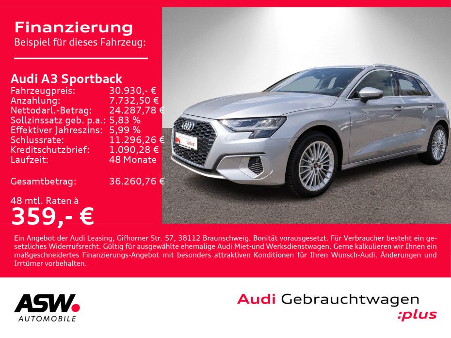 Audi A3 Sportback advanced 35TFSI Stronic LED AHK GRA