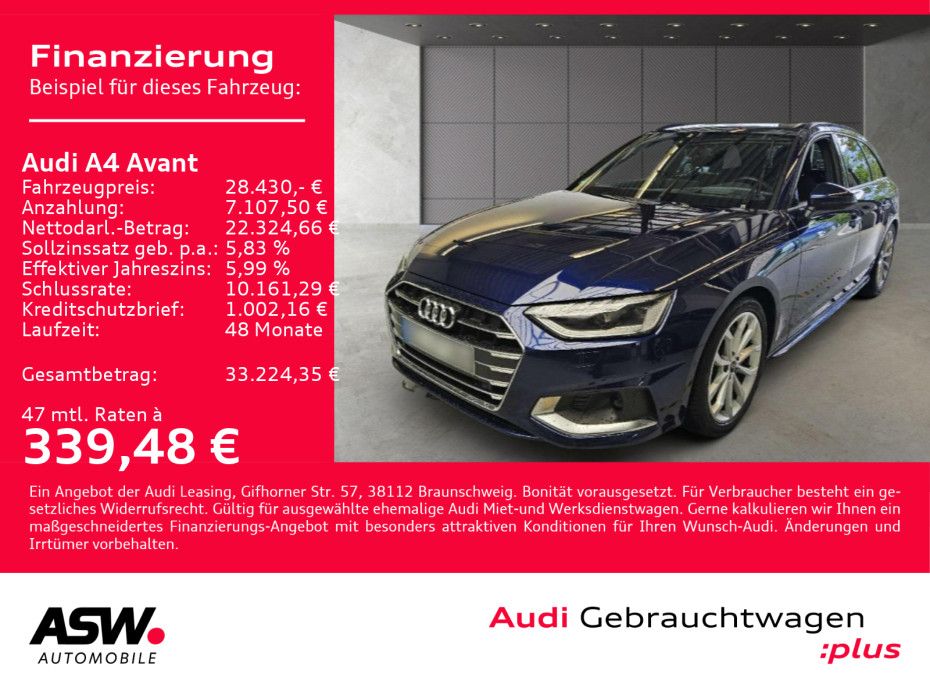 Audi A4 Avant advanced 40TDI Navi Matrix AHK HUD PANO
