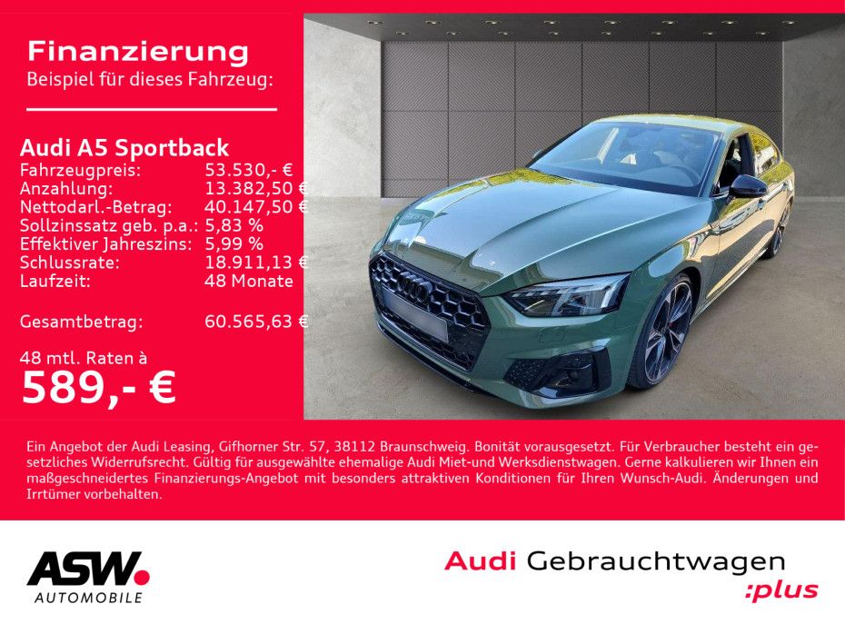 Audi A5 Sportback S line 45TFSI quatt Navi Matrix AHK