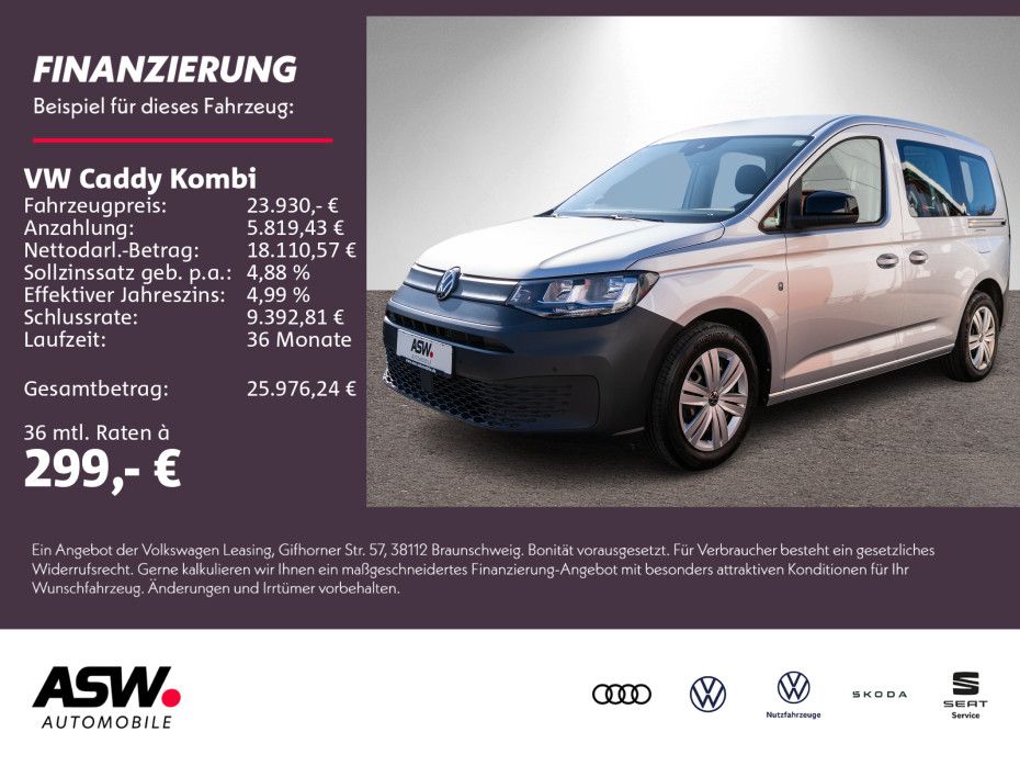 Volkswagen Caddy Kombi 2.0TDI Navi PDC ACC SHZ Standheizung