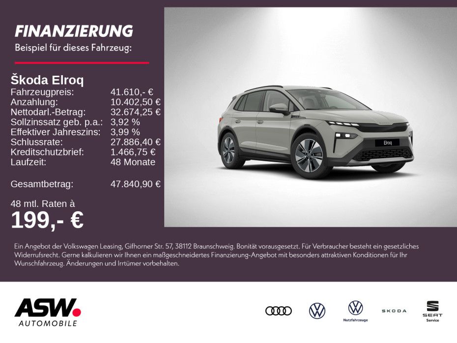 SKODA Elroq 60 204PS ACC SHZ KESSY Kamera PDC NAVI AHK