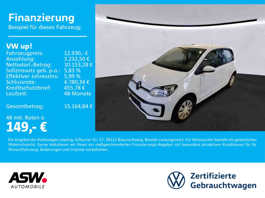 Volkswagen up! move up! 1.0 MPI 5-Gang Climatronic SHZ