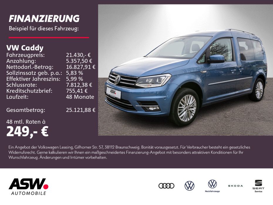 Volkswagen Caddy Highline 1.4 TSI Bi-Xenon ACC NAVI RFK