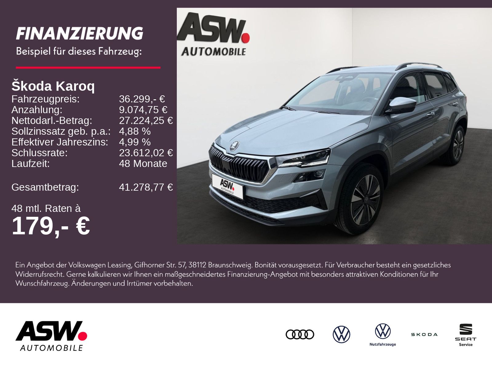 Fahrzeugabbildung SKODA Karoq Balance 1,5 TSI 150PS DSG ACC PDC SHZ AHK