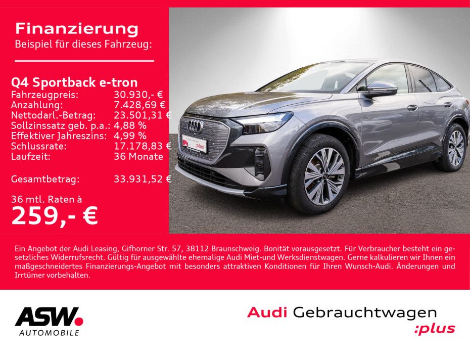 Audi Q4 Sportback 35 e-tron NAVI LED HUD RFK SHZ ACC