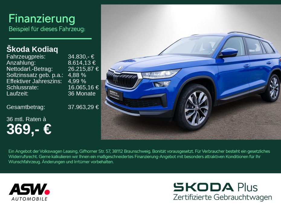SKODA Kodiaq Tour 2.0TDI DSG LED Navi 360° Pano AHK 7S