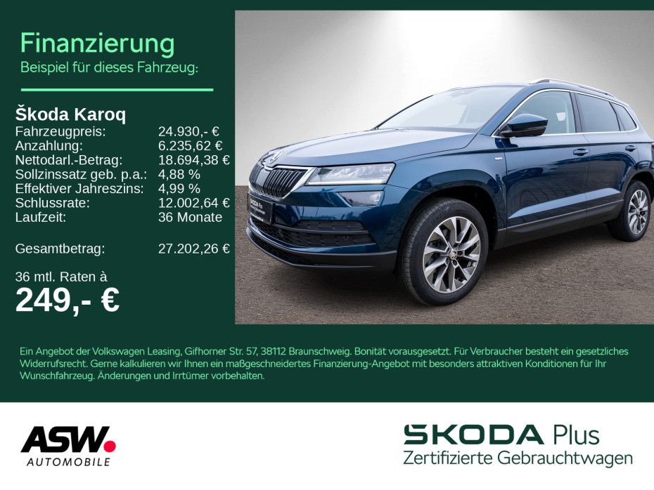 SKODA Karoq Clever 1.5TSI DSG LED Navi PDC ACC SHZ AHK