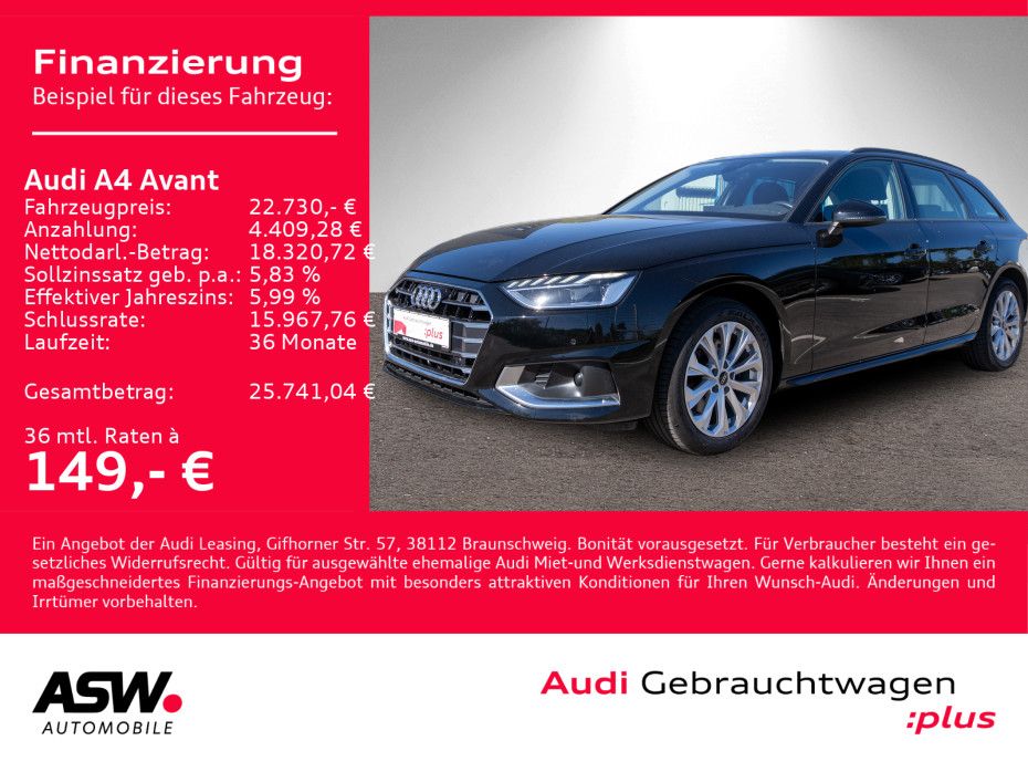 Fahrzeugabbildung Audi A4 Avant advanced 30TDI NAVI LED RFK GRA SHZ