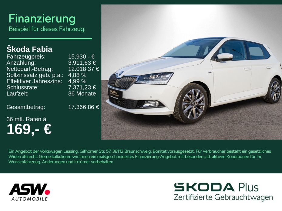 SKODA Fabia Clever 1.0 TSI Pano Navi Klima PDC LED SHZ