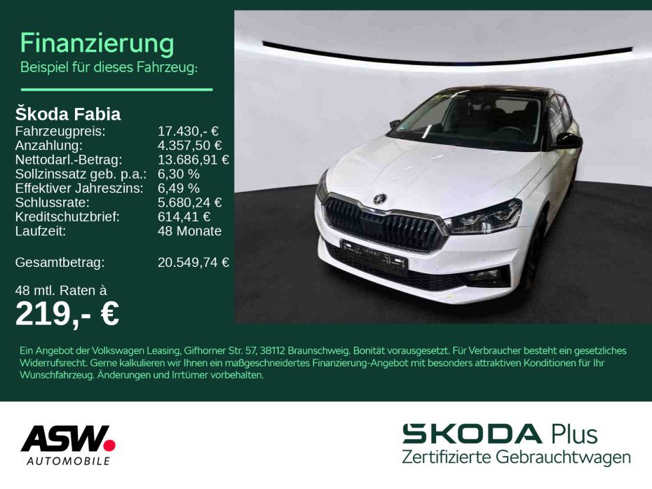 SKODA Fabia Style 1.0TSI DSG LED Klima Navi PDC SHZ
